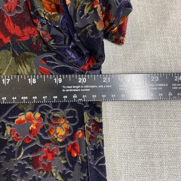 Silverado Duster Jacket Womens Small Blue Velvet Burnout Floral Pockets Boho - Picture 10 of 11